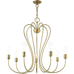 HomeRoots Seven Light Dimmable Chandelier - Modern Cylinder Design with Warm Illumination for Any Space 687316