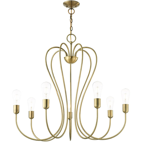 HomeRoots Seven Light Dimmable Chandelier - Modern Cylinder Design with Warm Illumination for Any Space 687316