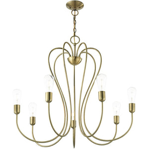 HomeRoots Seven Light Dimmable Chandelier - Modern Cylinder Design with Warm Illumination for Any Space 687316