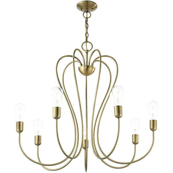 HomeRoots Seven Light Dimmable Chandelier - Modern Cylinder Design with Warm Illumination for Any Space 687316