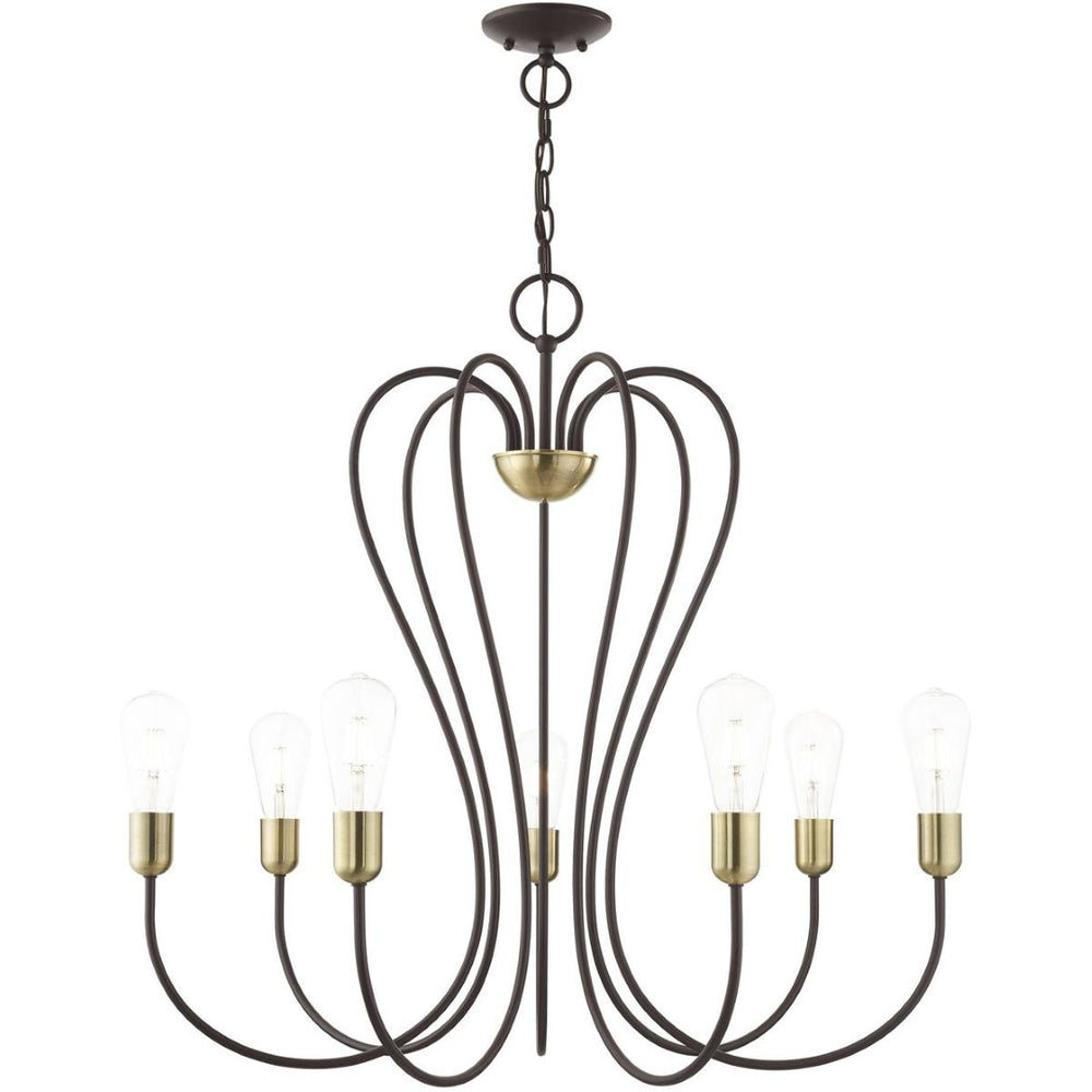 HomeRoots Seven Light Dimmable Chandelier - Modern Sculptural Design for Dining Rooms & Living Spaces Ambiance 687317