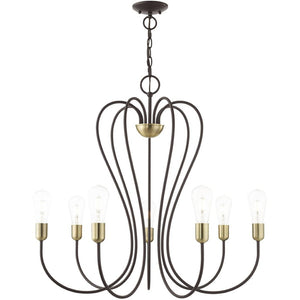 HomeRoots Seven Light Dimmable Chandelier - Modern Sculptural Design for Dining Rooms & Living Spaces Ambiance 687317