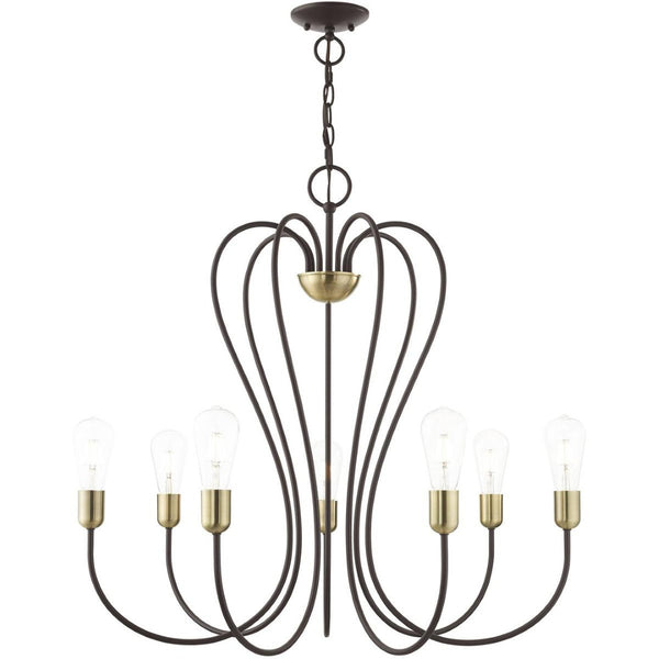HomeRoots Seven Light Dimmable Chandelier - Modern Sculptural Design for Dining Rooms & Living Spaces Ambiance 687317
