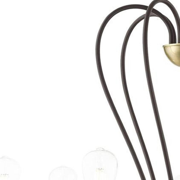 HomeRoots Seven Light Dimmable Chandelier - Modern Sculptural Design for Dining Rooms & Living Spaces Ambiance 687317