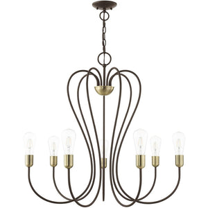 HomeRoots Seven Light Dimmable Chandelier - Modern Sculptural Design for Dining Rooms & Living Spaces Ambiance 687317