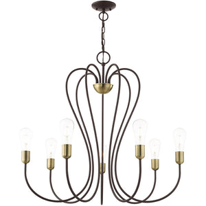 HomeRoots Seven Light Dimmable Chandelier - Modern Sculptural Design for Dining Rooms & Living Spaces Ambiance 687317
