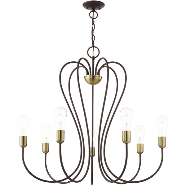 HomeRoots Seven Light Dimmable Chandelier - Modern Sculptural Design for Dining Rooms & Living Spaces Ambiance 687317
