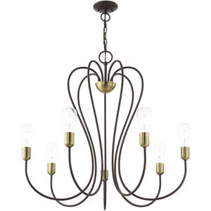HomeRoots Seven Light Dimmable Chandelier - Modern Sculptural Design for Dining Rooms & Living Spaces Ambiance 687317