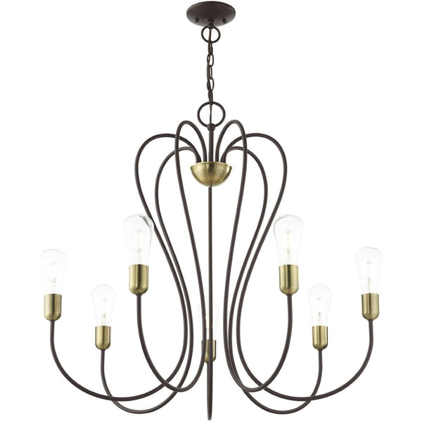 HomeRoots Seven Light Dimmable Chandelier - Modern Sculptural Design for Dining Rooms & Living Spaces Ambiance 687317