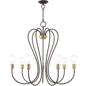 HomeRoots Seven Light Dimmable Chandelier - Modern Sculptural Design for Dining Rooms & Living Spaces Ambiance 687317