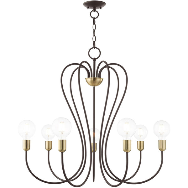 HomeRoots Seven Light Dimmable Chandelier - Modern Sculptural Design for Dining Rooms & Living Spaces Ambiance 687317