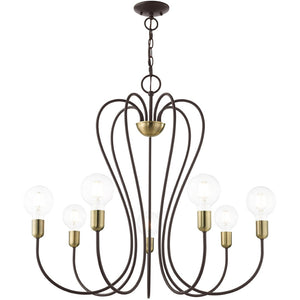 HomeRoots Seven Light Dimmable Chandelier - Modern Sculptural Design for Dining Rooms & Living Spaces Ambiance 687317