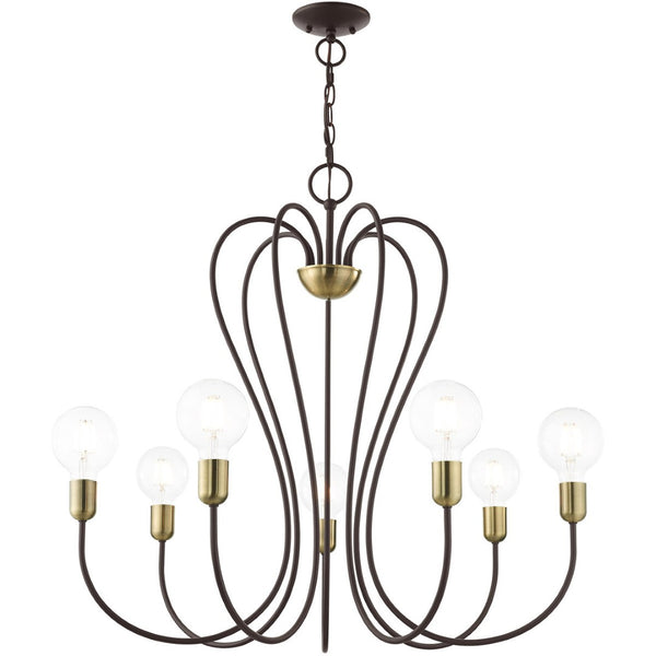 HomeRoots Seven Light Dimmable Chandelier - Modern Sculptural Design for Dining Rooms & Living Spaces Ambiance 687317