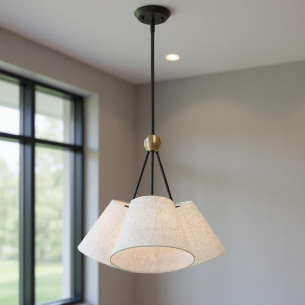 HomeRoots Three Light Dimmable Chandelier - Modern Cylinder Shades for Adjustable Ambient Lighting in Any Room 687318