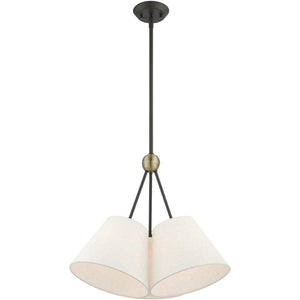 HomeRoots Three Light Dimmable Chandelier - Modern Cylinder Shades for Adjustable Ambient Lighting in Any Room 687318
