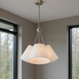 HomeRoots Three Light Dimmable Chandelier – Modern Cylinder Shades for Stylish Ambience in Any Room 687319