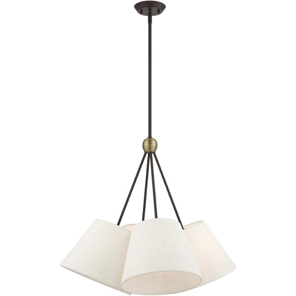 HomeRoots Four Light Dimmable Chandelier with Elegant Cylinder Shades for Modern Home Ambiance and Style 687320