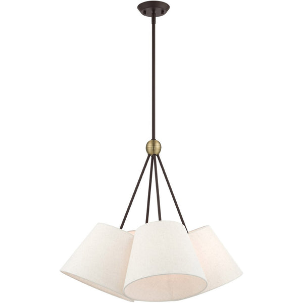 HomeRoots Four Light Dimmable Chandelier with Elegant Cylinder Shades for Modern Home Ambiance and Style 687320