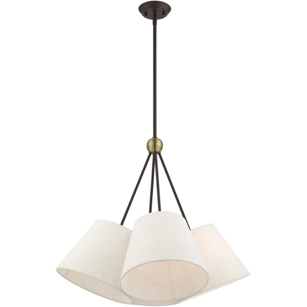 HomeRoots Four Light Dimmable Chandelier with Elegant Cylinder Shades for Modern Home Ambiance and Style 687320