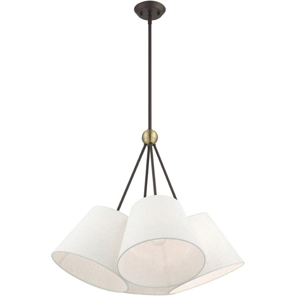 HomeRoots Four Light Dimmable Chandelier with Elegant Cylinder Shades for Modern Home Ambiance and Style 687320