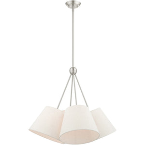 HomeRoots Four Light Dimmable Chandelier with Sleek Cylindrical Shades for Modern Home Decor and Ambiance 687321