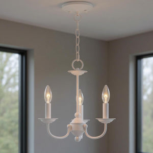 HomeRoots White Modern Three-Light Dimmable Chandelier with Elegant Shades for Stylish Ambiance in Any Room 687322