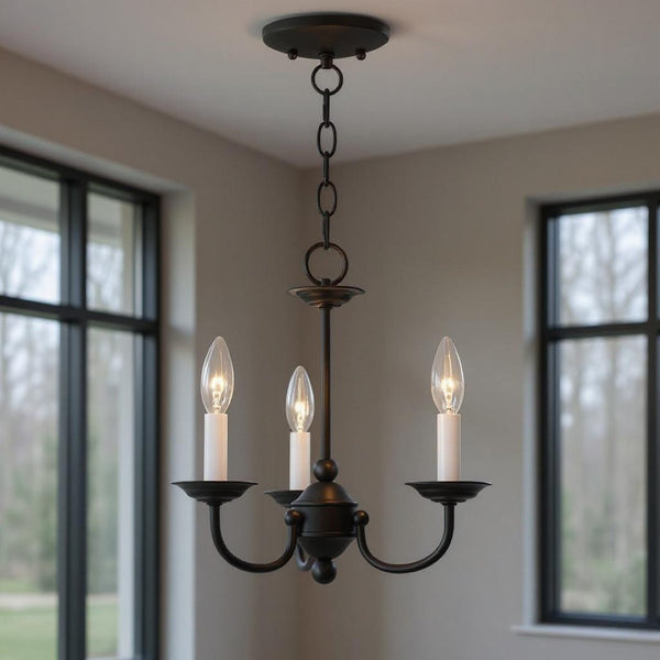 HomeRoots Black Three-Light Dimmable Chandelier with Stylish Cylinder Shades for Modern Home Elegance 687323