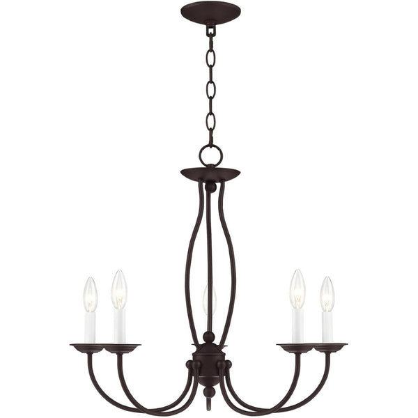 HomeRoots Bronze Five-Light Dimmable Chandelier with Unique Shades - Elegant Lighting for Any Indoor Space 687324