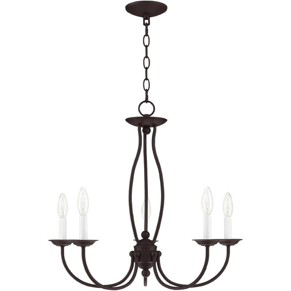 HomeRoots Bronze Five-Light Dimmable Chandelier with Unique Shades - Elegant Lighting for Any Indoor Space 687324