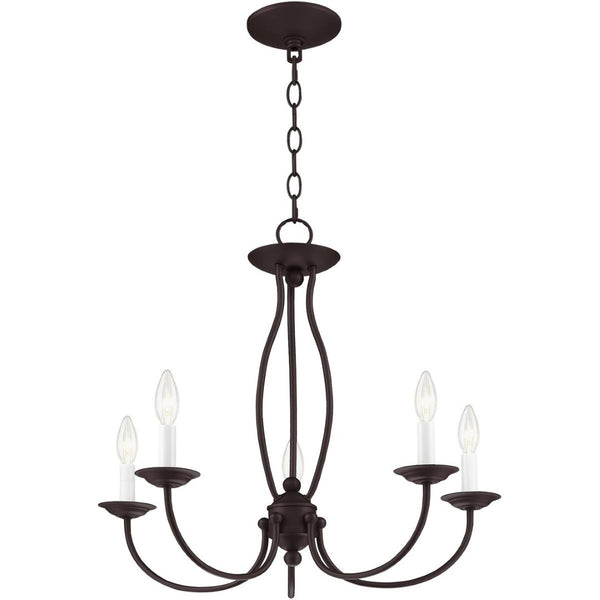 HomeRoots Bronze Five-Light Dimmable Chandelier with Unique Shades - Elegant Lighting for Any Indoor Space 687324