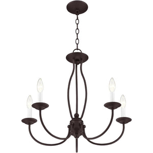 HomeRoots Bronze Five-Light Dimmable Chandelier with Unique Shades - Elegant Lighting for Any Indoor Space 687324