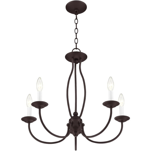 HomeRoots Bronze Five-Light Dimmable Chandelier with Unique Shades - Elegant Lighting for Any Indoor Space 687324