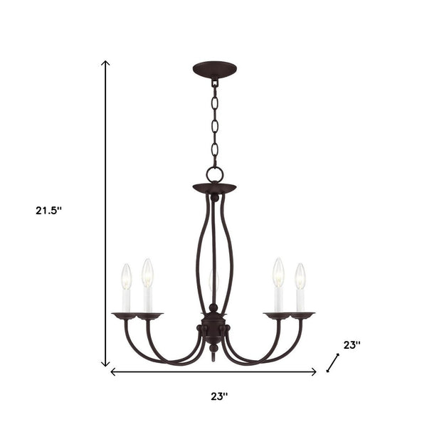 HomeRoots Bronze Five-Light Dimmable Chandelier with Unique Shades - Elegant Lighting for Any Indoor Space 687324