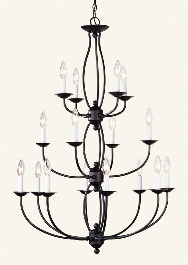 HomeRoots Bronze Multi-Light Dimmable Chandelier with Tapered Shades for Modern Elegance in Any Room 687325