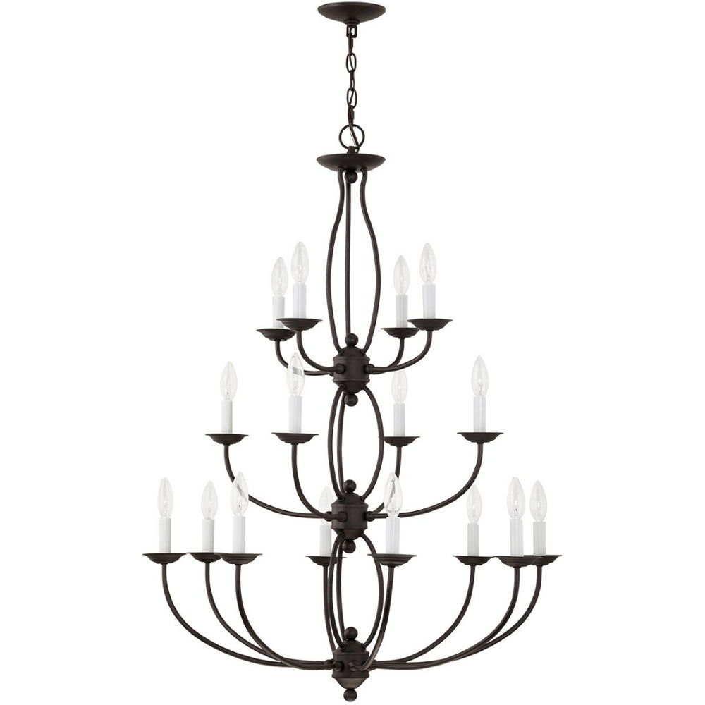 HomeRoots Bronze Multi-Light Dimmable Chandelier with Tapered Shades for Modern Elegance in Any Room 687325