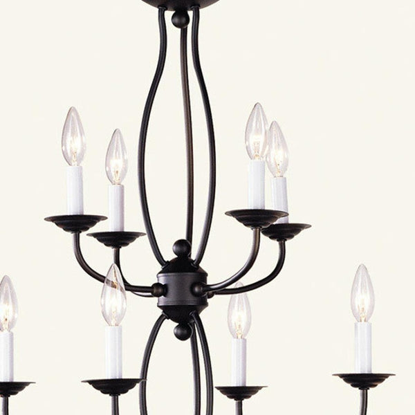 HomeRoots Bronze Multi-Light Dimmable Chandelier with Tapered Shades for Modern Elegance in Any Room 687325
