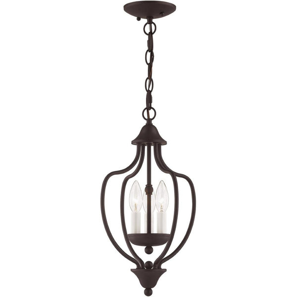 HomeRoots Bronze Three-Light Dimmable Chandelier with Cylinder Shades - Elegant Lighting for Any Room 687326