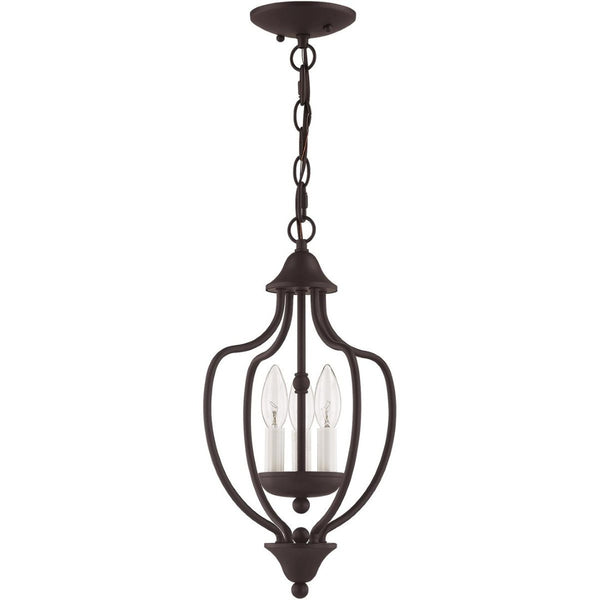 HomeRoots Bronze Three-Light Dimmable Chandelier with Cylinder Shades - Elegant Lighting for Any Room 687326