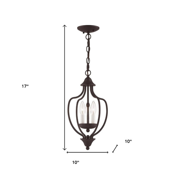 HomeRoots Bronze Three-Light Dimmable Chandelier with Cylinder Shades - Elegant Lighting for Any Room 687326