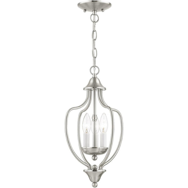 HomeRoots Three Light Dimmable Chandelier - Modern Steel Design with Adjustable Brightness for Any Room 687327