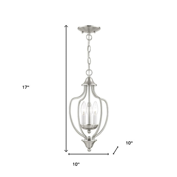 HomeRoots Three Light Dimmable Chandelier - Modern Steel Design with Adjustable Brightness for Any Room 687327