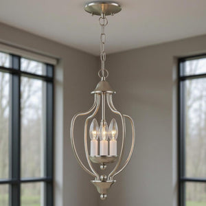 HomeRoots Three Light Dimmable Chandelier - Modern Steel Design with Adjustable Brightness for Any Room 687327
