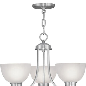 HomeRoots Three Light Dimmable Chandelier – Modern Steel Design with Cylinder Shades for Stylish Spaces 687330