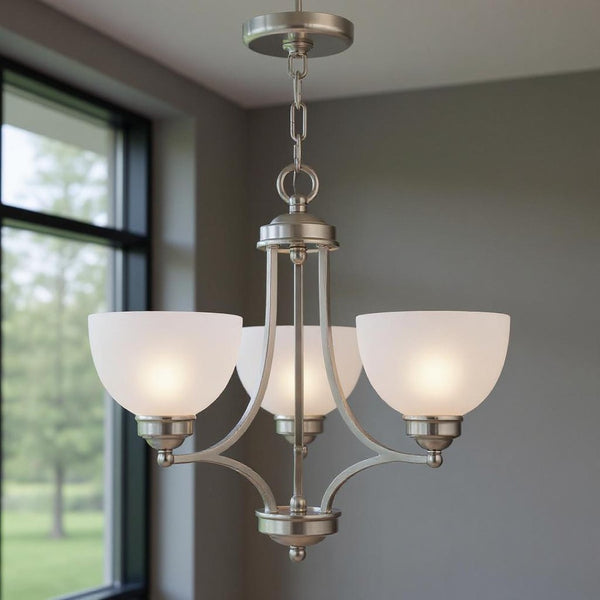 HomeRoots Three Light Dimmable Chandelier – Modern Steel Design with Cylinder Shades for Stylish Spaces 687330
