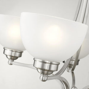 HomeRoots Five Light Dimmable Chandelier – Modern Steel Fixture with Cylindrical Shades for Versatile Illumination 687331