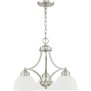 HomeRoots Nickel Three-Light Dimmable Chandelier with Off-White Shades for Elegant Home Ambiance Design 687332