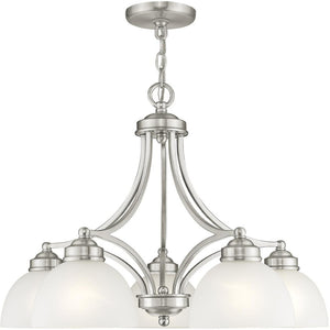 HomeRoots Five Light Dimmable Chandelier - Contemporary Cylinder Shades for Modern Interiors & Sloped Ceilings 687333