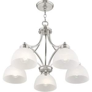 HomeRoots Five Light Dimmable Chandelier - Contemporary Cylinder Shades for Modern Interiors & Sloped Ceilings 687333