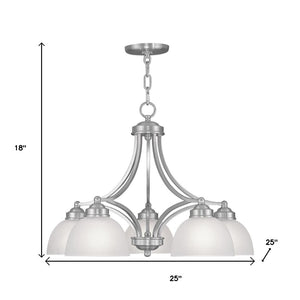HomeRoots Five Light Dimmable Chandelier - Contemporary Cylinder Shades for Modern Interiors & Sloped Ceilings 687333