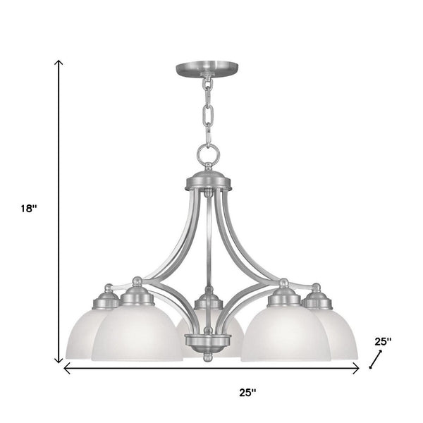 HomeRoots Five Light Dimmable Chandelier - Contemporary Cylinder Shades for Modern Interiors & Sloped Ceilings 687333